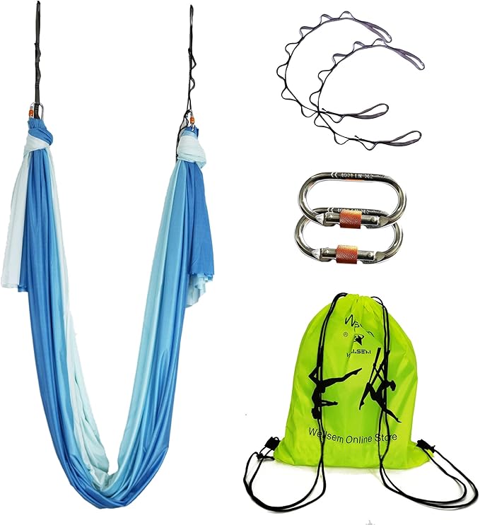 Aerial Yoga Hammock Aerial Pilates Silk Yoga Swing Set Inversion Equipment include daisy Chain, Pose Guide 5.5 yards