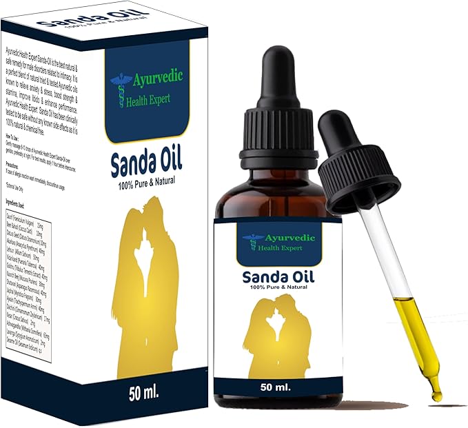 Sanda Oil 50ml | 100% Pure & Natural Ayurvedic Massage Oil for Men | Improves Strength, Stamina & Vitality | Herbal Formulation for External Use Oils 50 Ml Pack of 1 1.6oz