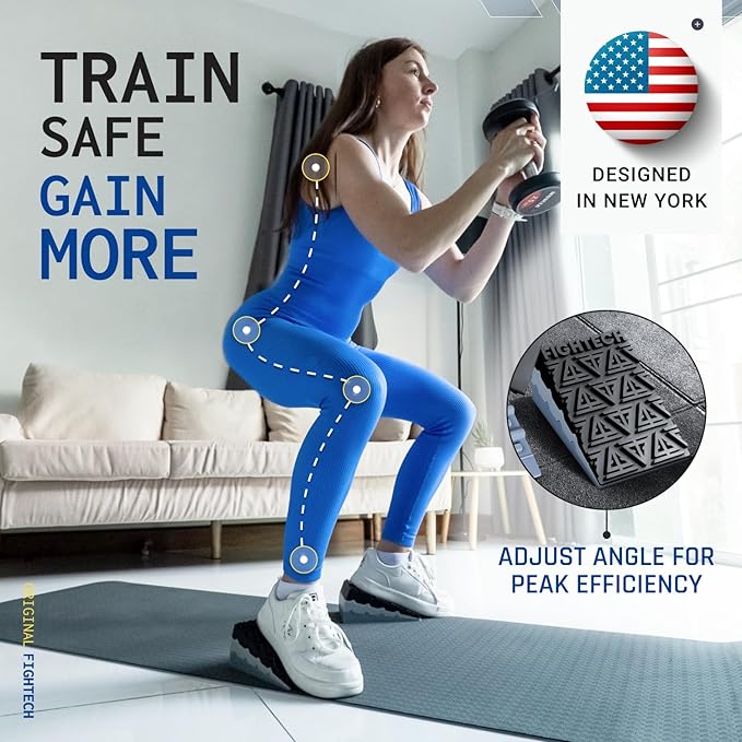 Squat Wedge Block for Elevated Heel Squats and Deadlifts - Improve Mobility, Balance, and Strength - Non-Slip, Versatile Trainer Aid