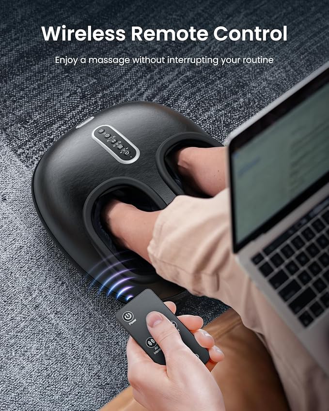 RENPHO 2026 [Upgraded] Foot Massager with Heat, FSA Eligible Shiatsu Foot Massager for Plantar Fasciitis, Deep-Kneading, Air Squeezing Feet Massager, Targets Heels, Balls & Arches up to Mens Size 12