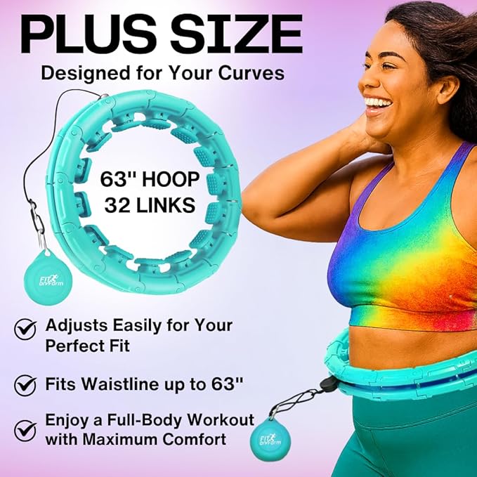 FIT ON FORM Infinity Weighted Hula Hoop for Adults Weight Loss, Smart Exercise Hola Circle Hoop for Women Abs Workout