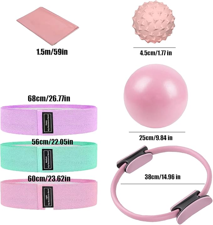 Pilates Essentials Kit for Women, Pilates Equipment, for Home Workouts with Ring and Ball Set, 3pcs Booty Bands, Yoga Bands for Stretching, Fascia Ball, Yoga Socks