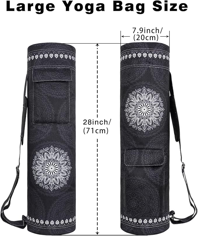Yoga Mat Bag Full-Zipper Yoga Mat Carrier with Extra Wide Adjustable Strap 2 Multi-Functional Storage Cargo Pocket Stylish & Functional Yoga Bag Pilates Bag for Women & Men