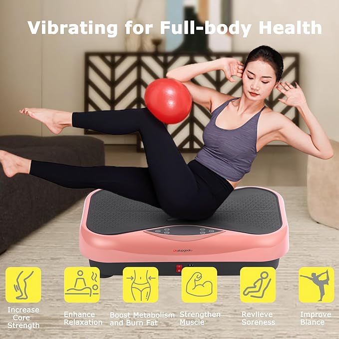 Vibration Plate Exercise Machine Vibration Platform for Weight Loss, Vibration Plate for Lymphatic Drainage Whole Body Power Shaker Home Workout Equipment
