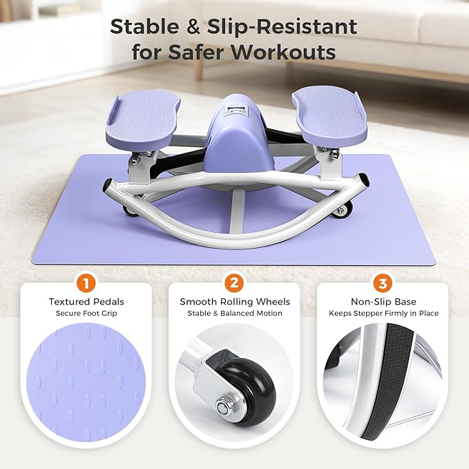 Rock Stepper Side to Side Low Impact Stair Stepper,Quiet Steppers for Exercise at Home with Resistance Bands & Non-Slip Mat – Exercise Step Balance Board Workout Equipment for Apartment & Living Room