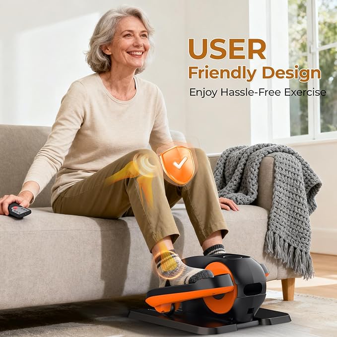 Under Desk Elliptical Machine - Electric Elliptical Exerciser for Seniors, Pedal Exerciser 12 Speeds Portable Seated Pedal Exerciser with Remote Control Home Workout Exercise Equipment