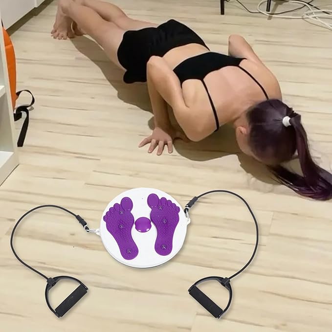 Healifty Fitness Twisting Disc Waist Twisting Board with Rope, Purple Slimming Rotating Tool for Home Exercise, Abdominal Workout Machine for Women