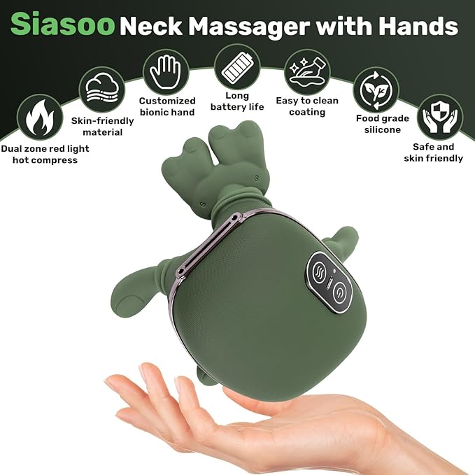 Shoulder and Neck Massager with Heat Heated Massager, Neck Massager with Fingers, Shoulder Massager with Hands, Simulates a Real Palm Massage for Comfort, Relax Muscle Tension
