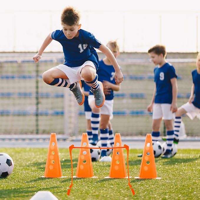 Adjustable Soccer Training Hurdles Plastic Speed Hurdle Set for Football Agility and Speed Training, Foldable Bright Colored Sports Equipment for Outdoor Practice