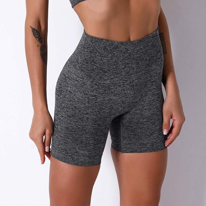 IMEKIS Women's Yoga Outfit Seamless Workout Set High Waist Exercise Shorts Pants with Sport Crop Top Bra 2PCS Gym Tracksuits