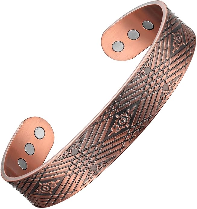 Earth Therapy Minimalist Design Magnetic Field Cuff Bracelets for Men & Women - Ultra Strength - Adjustable