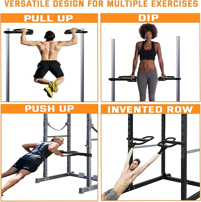 Dip Bar Attachment for 2"x2" Squat Rack, Heavy Duty Power Rack Attachment with 5/8" or 1" Hole