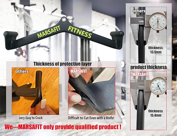 Home Gym Fitness Rowing T-bar V-bar Pulley Cable Machine Attachment, Bicep Curl Tricep LAT pulldown Bar Back Strength Training Handle Grips LAT Pull Down Bar for Seat Row Workout
