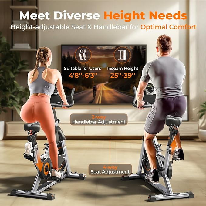 YOSUDA Magnetic Exercise Bike for Home, 350 LBS Capacity Brake Pad Stationary Bike, Indoor with Exclusive App and Fitness Courses for Weight Loss