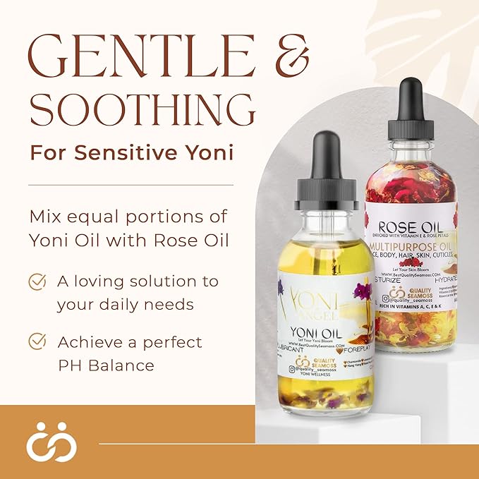 USA Made Yoni Oil, Mint Fresh Feminine Care Oil, Reduces Odor, Restores pH Balance, All Natural, Herbal Yoni Blend with Tea Tree Oil, Mint, Lemongrass, Jasmine & Chamomile Oils, 2 oz