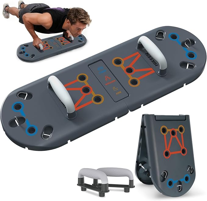 Hikeen Push Up Board - Portable Push Up Bar for Home & Travel, Multi-Functional Fitness Workout Equipment | Ideal Home Gym Equipment for Strength Training | Durable Push Up Board for Men and Women