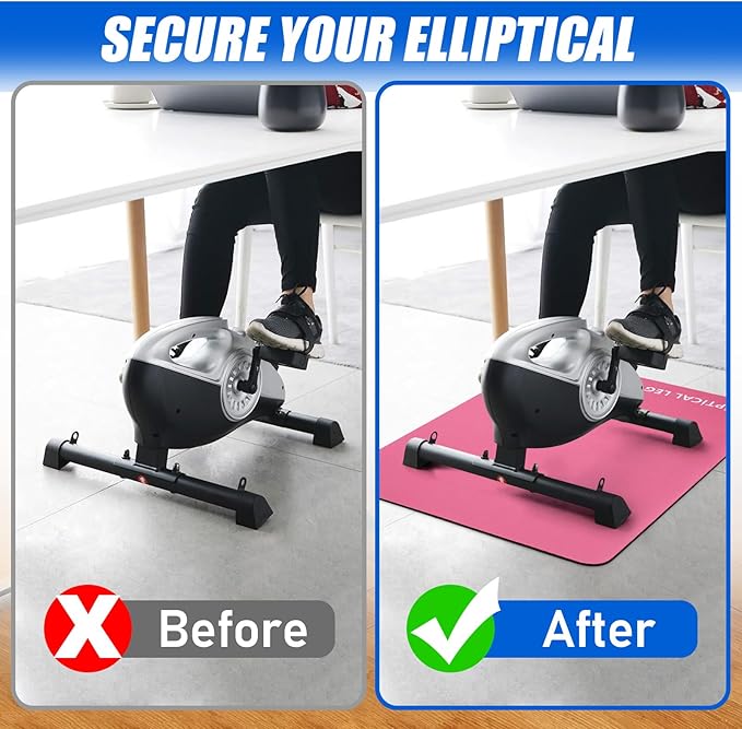 TOBWOLF Non-Slip Workout Mat for Ellipse Leg Exerciser, Ellipse Machine Mat, Exercise Mat for Under Desk Ellipticals, Suitable for Electric Seated Foot Pedal Exerciser, Stability & Floor Protection