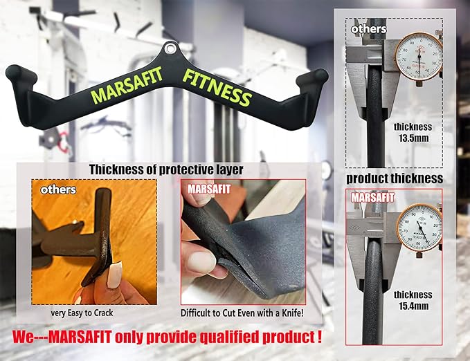 Home Gym Fitness Rowing T-bar V-bar Pulley Cable Machine Attachment, Bicep Curl Tricep LAT pulldown Bar Back Strength Training Handle Grips LAT Pull Down Bar for Seat Row Workout