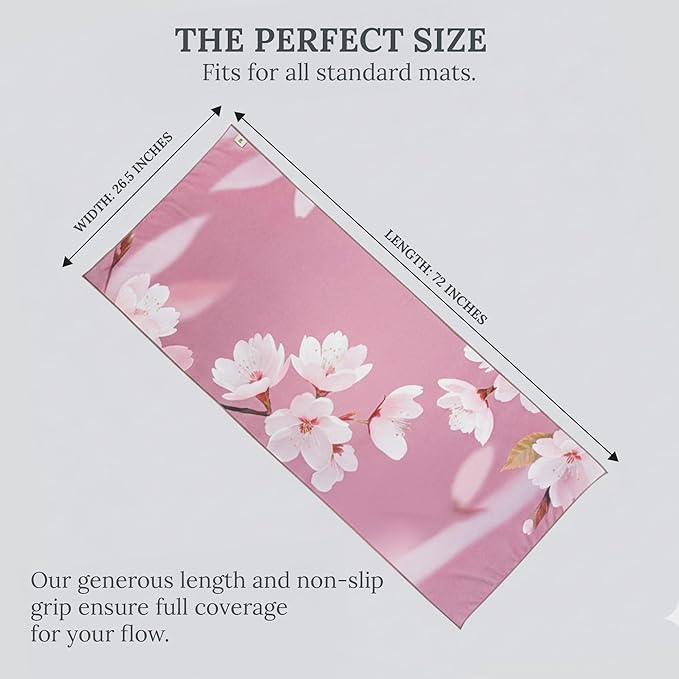 COREMOTION Hot Yoga Mat Towel (26.5'' x 72'’) – Lightweight Multipurpose Towel with Non-Slip Silicone Grip, Quick-Dry & Sweat Absorbent for Women - Yoga, Pilates, Gym, Indoor & Outdoor Workouts