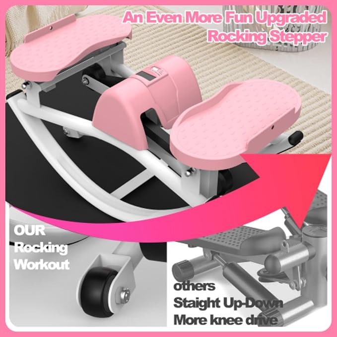 Rocking Stepper,Rock Stepper Side to Side,Step Rocker Machine with Resistance Bands & Anti-Slip Mat and LCD Monitor, Professional Mini Steppers for Exercise at Home