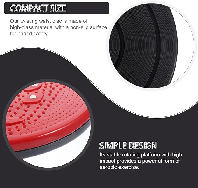 Yardwe Twist Board Fitness Device Red Rotating Waist Twisting Disc with Foot Massage for Indoor Body Shaping and Core Exercise