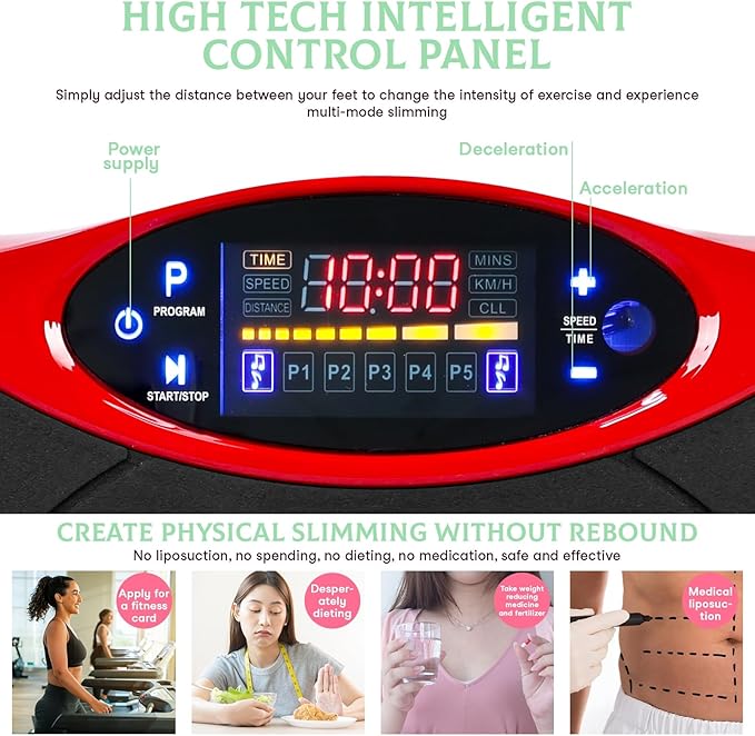 Vibration Plate Exercise Machine, Vibration Plate for Lymphatic Drainage Whole Body Vibration Platform Machines Helps Weight Loss Shaping Toning Home Gyms Office,300 lbs Capacity