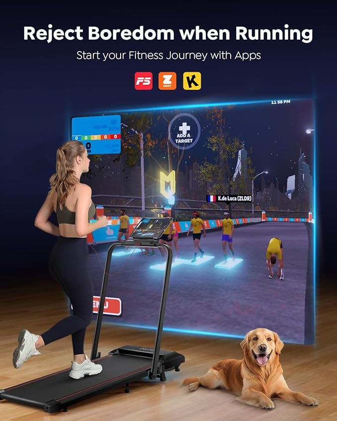 Walking Pad with 12% Incline & Height-Adjustable Handlebar, 5-in-1 Foldable Treadmill for Home & Office, Portable Under Desk Treadmill with LED Display & App Control