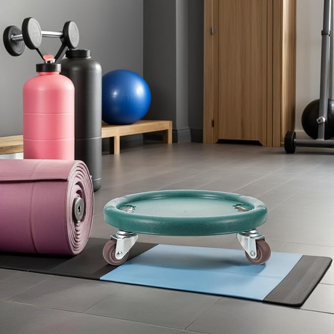Ab Roller Wheel with 4 Silent Caster Wheels, Multifunctional Ab Core Roller Fitness Equipment, Green Waist Twisting Disc for Home Workout and Indoor Strength Training