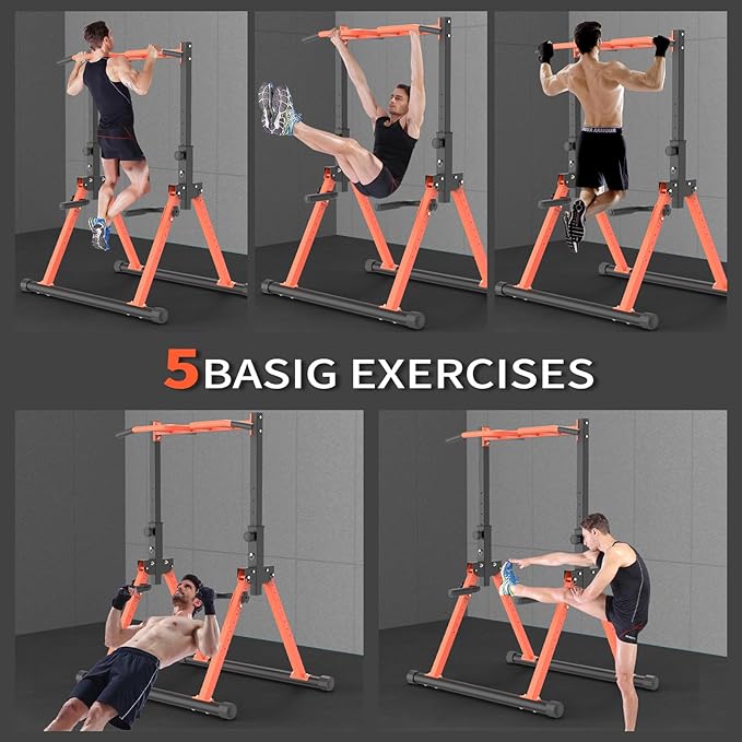 Pull Up Dip Station For Home Gym Strength Training Fitness Workout Station Chin-Ups Push-Ups Pull-Ups Dip-Ups 330LBS T055CDC