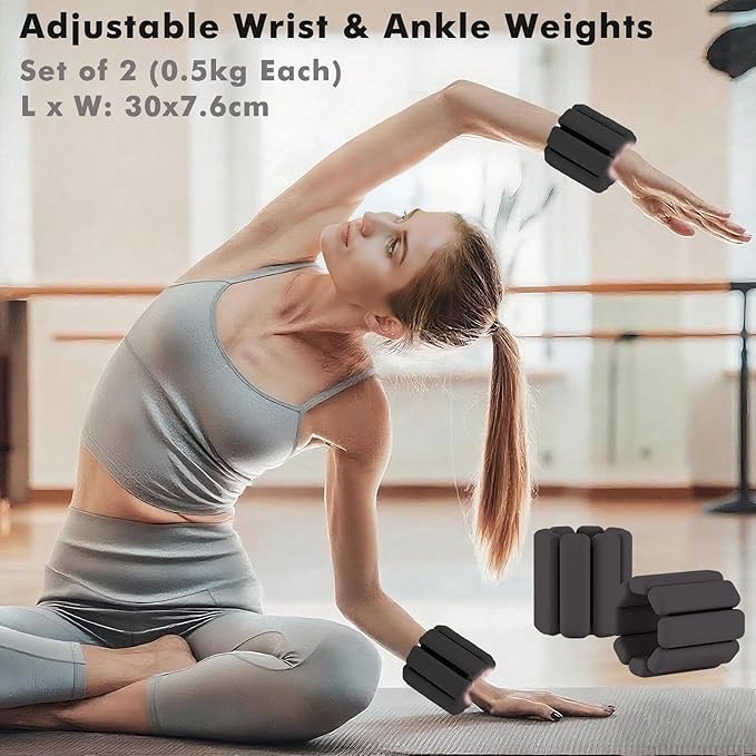 Pilates Ring Kit with Adjustable Ankle Wrist Weights, Resistance Bands, Ball, Pilates Equipment Ball for Home Workout to Tone, Sculpt and Strengthen, Fitness Magic Circle Rings for Yoga Women
