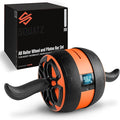Squatz Digital Ab Roller Wheel - Ultra Wide Ab Wheel with Pilates Mat, for Abdominal and Core Strength Training with Exercise Program, With Rubber Handles, Overall Strength Builder for Men and Women
