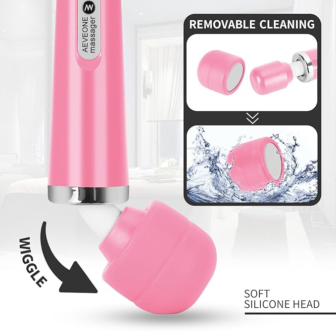 Wired Powerful Handheld Wand Massager, Strong Personal Vibration Massage for Sports Recovery, Back Muscle Aches, Whole Body Pain (Pink)