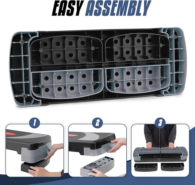 MADOG Aerobics Stepper Platform with 4/6/8 inch Height Stackable Risers