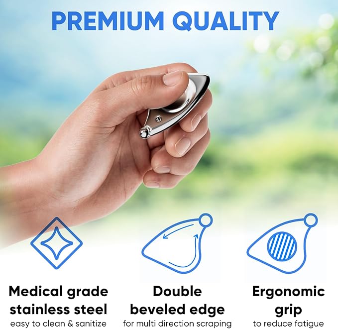 Myofascial Releaser Compact Muscle Scraper Tool – 304 Stainless Steel Portable IASTM & Gua Sha Scraping Instrument with Ergonomic Grip for Manual Bodywork and Massage Techniques