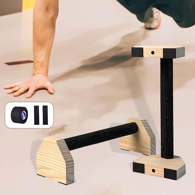 2Pcs Push up Bar Sturdy Wooden Parallettes Bar Push up Stands Pushup Handles for Gymnastics Strength Training Aerobics