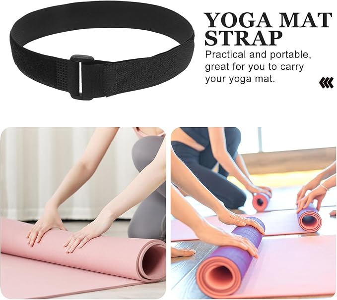 Housoutil 12pcs Adjustable Yoga Mat Carrying Straps Nylon Hook and Loop Bands 25x400mm Mat Carrier for Fitness and Exercise Storage in Black