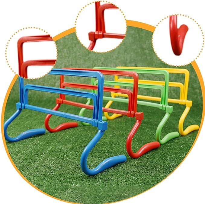 Agility Hurdle Adjustable Obstacles Jumping Bar Set Speed Training Equipment Set for Running Football Indoor Outdoor Pets, red