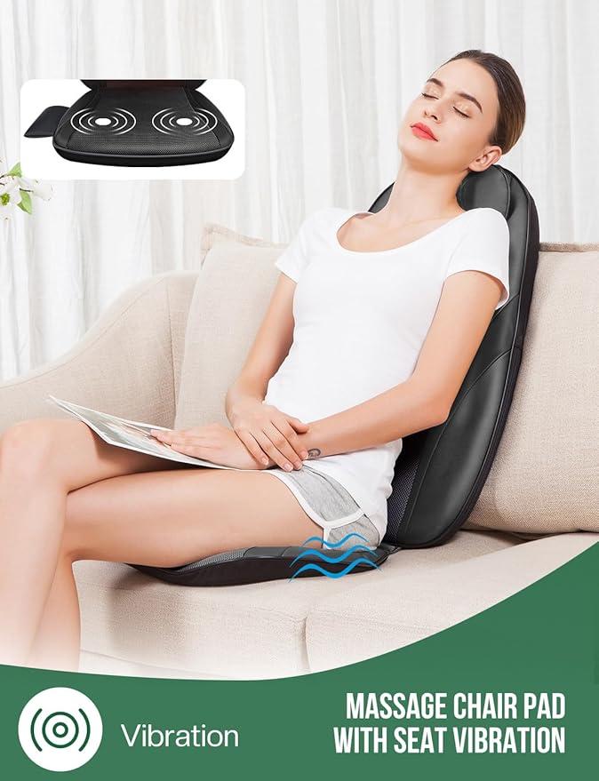 Snailax Back Massager with Heat, Gifts for Men, Women, Electric Deep Tissue Kneading Full Body Massage Chair for Back Pain, Home, Office Use, App Control