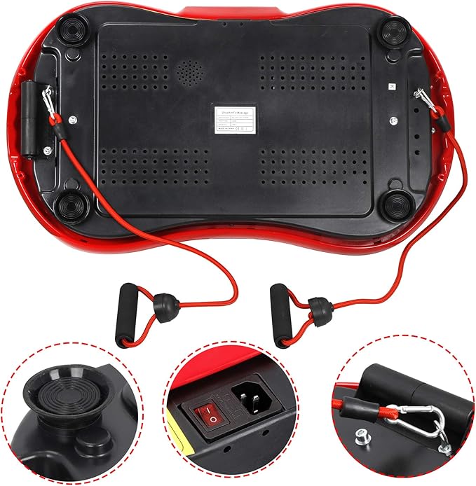 JupiterForce Vibration Platform Exercise Training Machines with 1 Remote Control, 2 Loop Bands and Bluetooth,Whole Body Gyms Workout Vibration Equipment, Fitness Platform for Weight Loss, Red