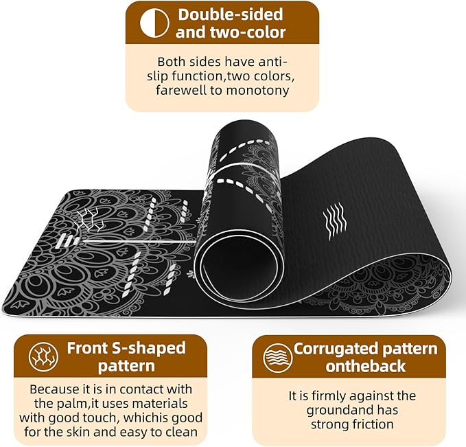 FOLAI Extra Thick Yoga Mat 6mm，pilates mat thick - Non-Slip Exercise Mat for HIIT, Pilates & Home Workouts & Workout with Free Carry Strap