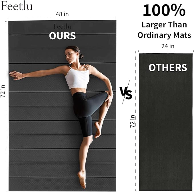 Foldable Wide & Large Yoga Mat – Cushioned, Compact & Easy to Store | 6mm & 8mm Thick | For Home, Gym, Travel, Yoga, Pilates & Floor Exercises
