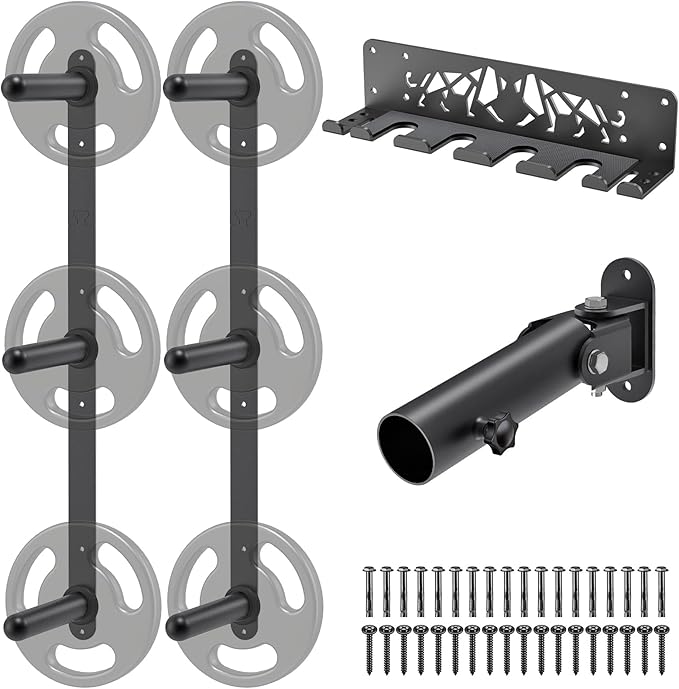 Kipika Weight Plate Storage Rack - Wall Mounted Weight Plate Holder with Durable Steel Construction Organizer for Olympic Plates, 1000lb Capacity, Space-Saving for Home Gym