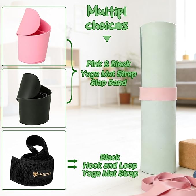 Aolamegs Yoga Mat Strap,Heavy Duty Bungee Straps Band,Wrap Organizer for Yoga Mat/Workout/Exercise(20" L x 2" W)