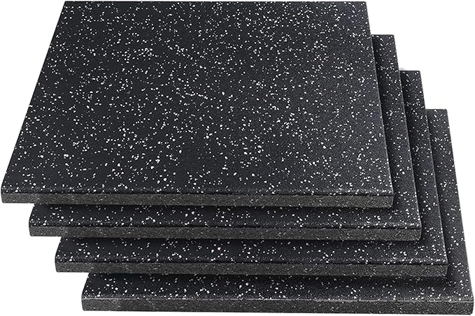 MYOYAY 4 Pack Interlocking Tile 20" x 20”x 1”Heavy Duty Rubber Flooring Mat Anti-Vibration Anti-Slip Exercise Mats for Gym Equipment and Cushion for Workouts, Cover 11.12 Sq.Ft…