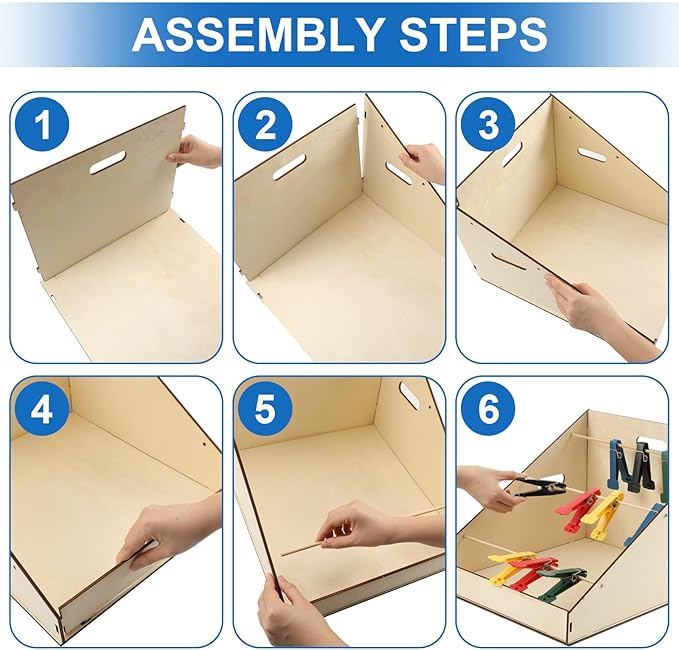 Poen 25 Pcs Graded Pinch Pin Exerciser, Finger Exerciser Hand Exercise Equipment with Wooden Storage Stand Occupational Trainer Tools Pinch Hand Clips for Conditioning Grip Strength Trainer