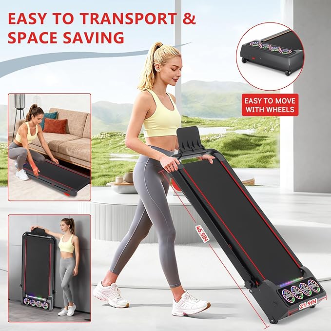 Walking Pad with Handle Bar and Incline, 3 in 1 Under Desk Treadmill with Hiking Mode, 2.5HP Low Noise Walking Treadmill Pad with Remote Control,Portable Treadmills for Home Office, Led Display