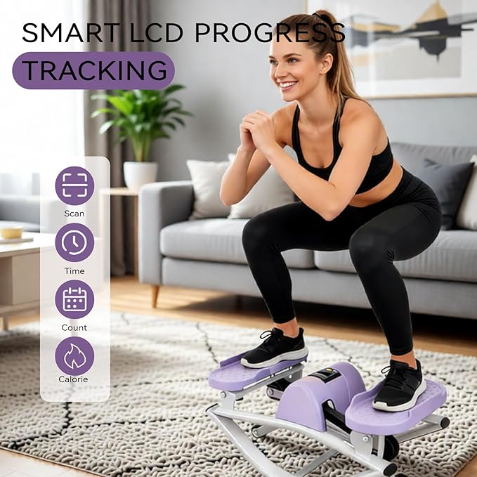 Rock Stepper Side to Side – Lateral Stepper & Glute Trainer with Resistance Bands, Low Impact Side to Side Stepper for Home Exercise, Quiet Step Rocker Machine No Assembly 250LBS