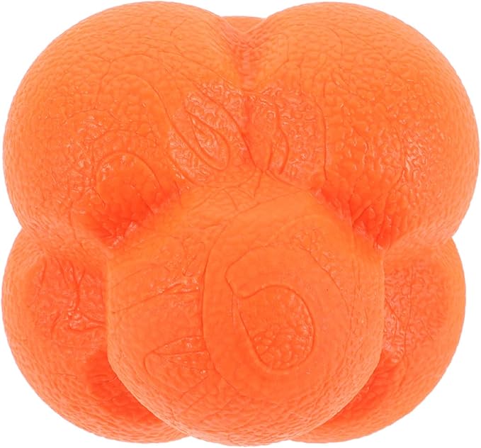 TOYANDONA Hexagonal Reaction Training Ball 7cm Orange for Hand-Eye Coordination and Agility Speed Enhancement, Reflex Catching and Throwing Ball for Soccer, Boxing, and Team Sports Practice
