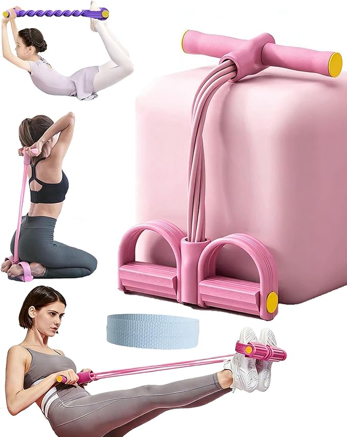 Fashion Puller Exercise, 8 Tube Pedal Resistance Device, Detachable and Adjustable Pedal Resistance Device, Multifunction Tension Rope Fitness Resistance Bands for Abdomen/Waist/Arm/Leg