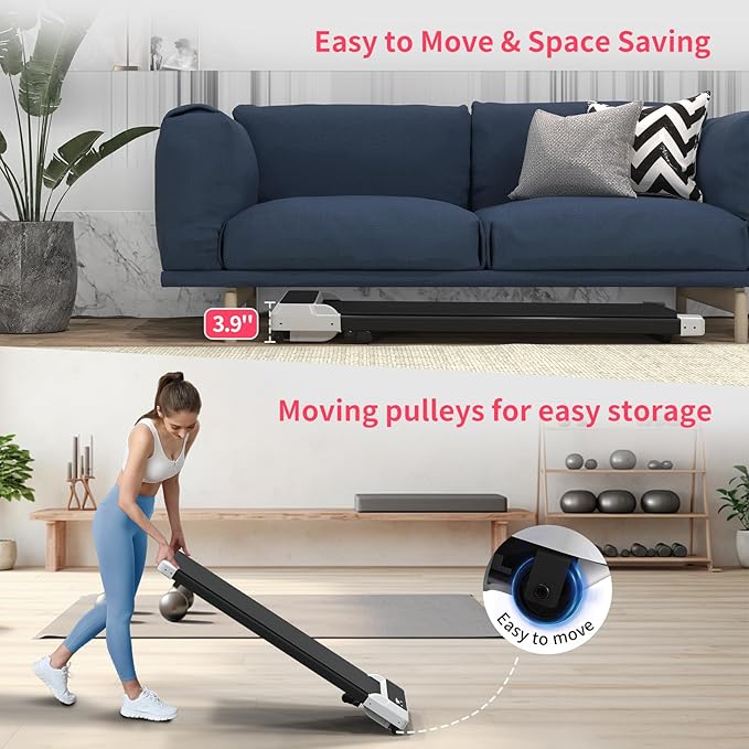 Walking Pad Treadmill with Incline,Under Desk Treadmill with Incline 2 in 1 for Walking and Jogging,2.5HP Compact Incline Walking Pad for Home Office with Remote Control